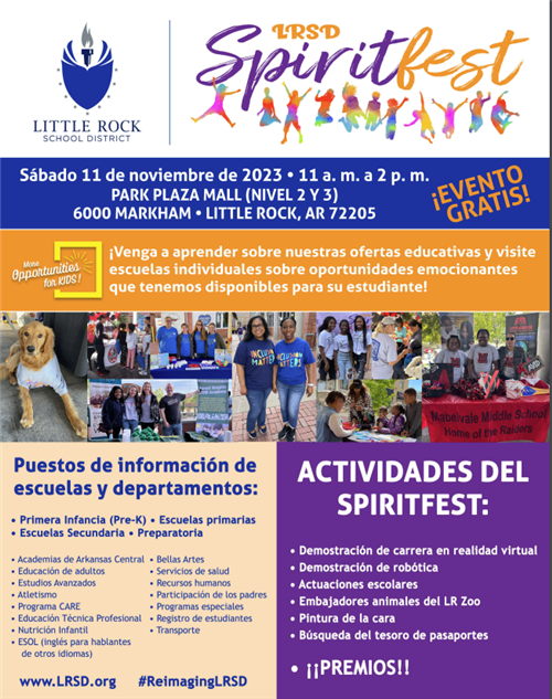 Spiriftfest flyer in Spanish - info also listed below pic in pdf